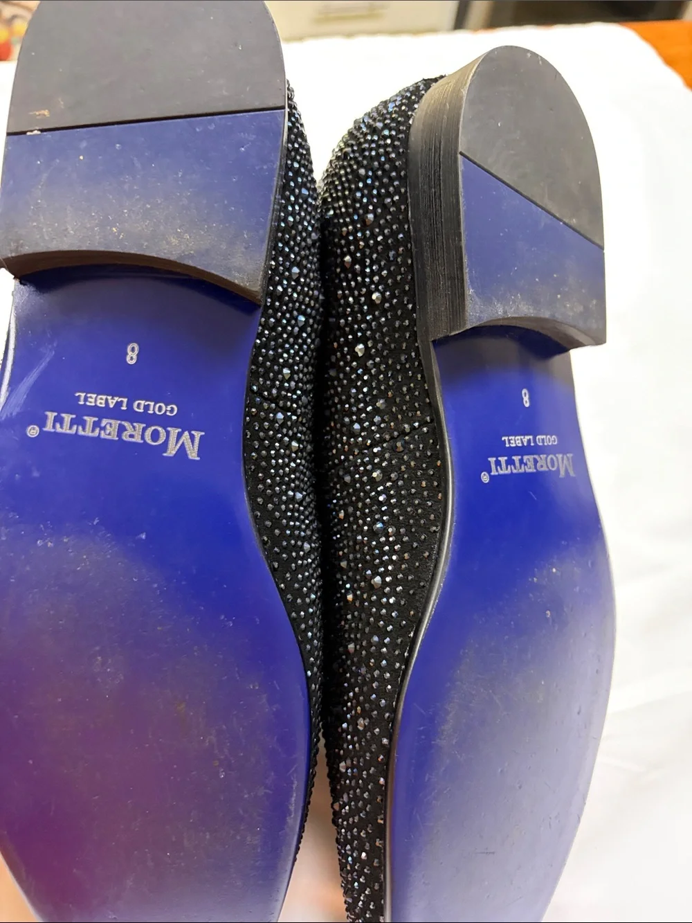 Black Crystal-Studded Slip-On Loafers for Men